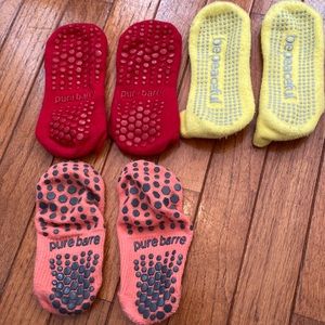 Pure Barre sticky socks, lot of 3, size s/m
